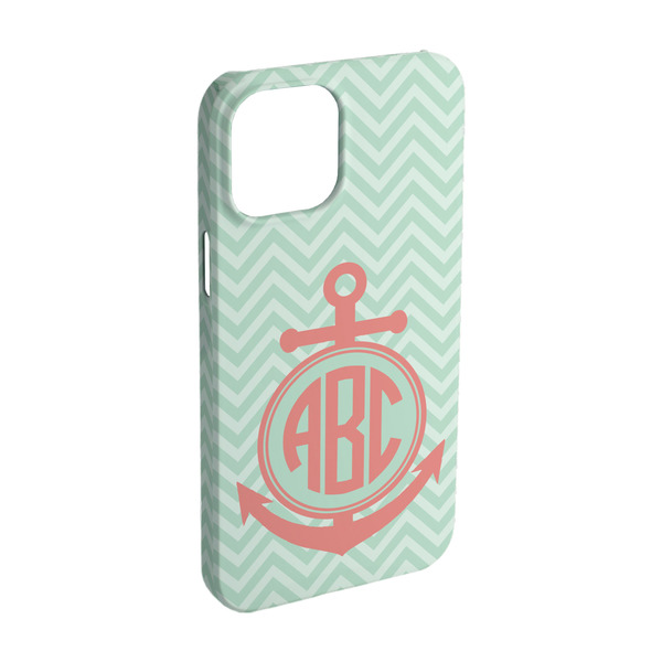 Custom Chevron & Anchor iPhone Case - Plastic - iPhone 15 Pro (Personalized)