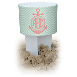 Chevron & Anchor White Beach Spiker Drink Holder (Personalized)