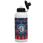 Anchors & Argyle Water Bottles - Aluminum - 20 oz - White (Personalized)