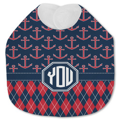 Anchors & Argyle Jersey Knit Baby Bib w/ Monogram