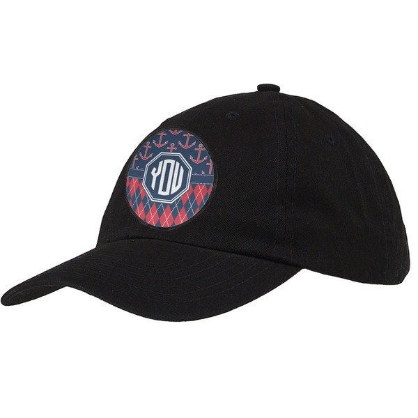 Custom Anchors & Argyle Baseball Cap - Black (Personalized)