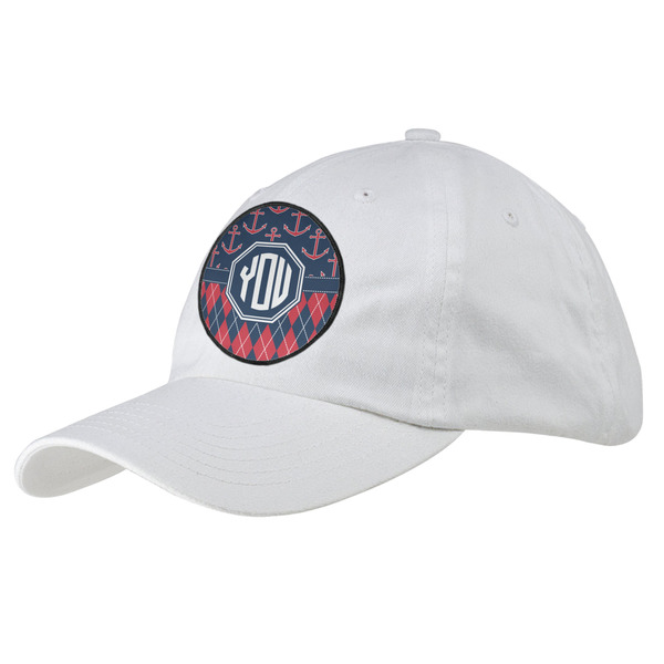 Custom Anchors & Argyle Baseball Cap - White (Personalized)