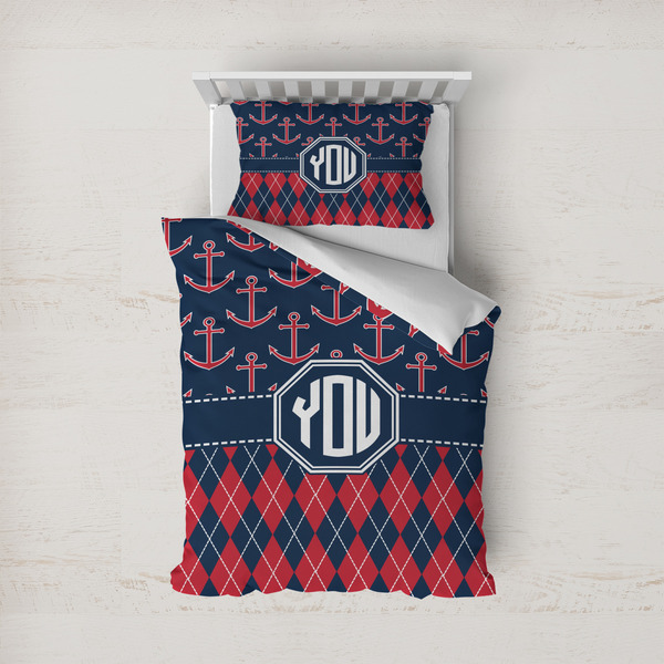 Custom Anchors & Argyle Duvet Cover Set - Twin (Personalized)