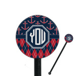 Anchors & Argyle 5.5" Round Plastic Stir Sticks - Black - Double Sided (Personalized)