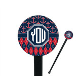 Anchors & Argyle 7" Round Plastic Stir Sticks - Black - Double Sided (Personalized)