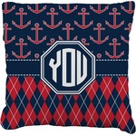 Anchors & Argyle Faux-Linen Throw Pillow 16" (Personalized)