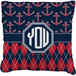 Anchors & Argyle Faux-Linen Throw Pillow 18" (Personalized)