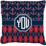 Anchors & Argyle Faux-Linen Throw Pillow 26" (Personalized)