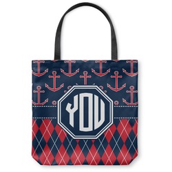 Anchors & Argyle Canvas Tote Bag (Personalized)