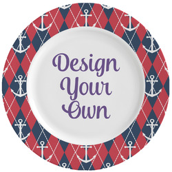 Anchors & Argyle Ceramic Dinner Plates (Set of 4) (Personalized)