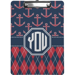 Anchors & Argyle Clipboard (Letter Size) (Personalized)