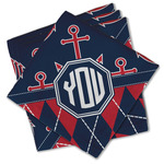 Anchors & Argyle Cloth Cocktail Napkins - Set of 4 w/ Monogram