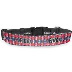 Anchors & Argyle Deluxe Dog Collar - Large (13" to 21") (Personalized)