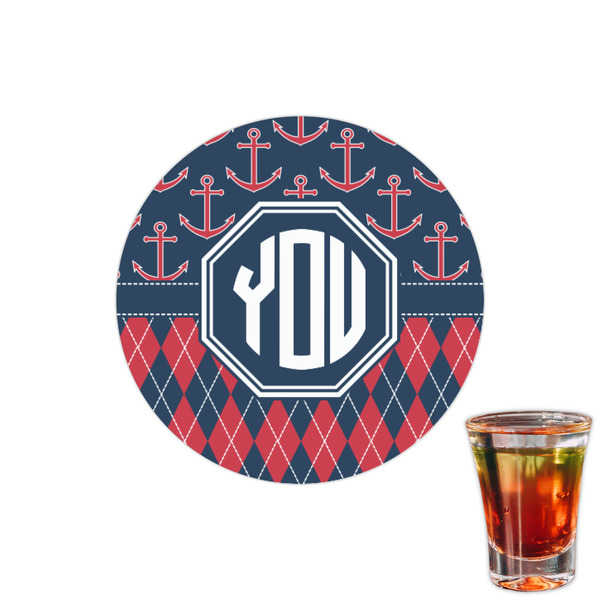 Custom Anchors & Argyle Printed Drink Topper - 1.5" (Personalized)