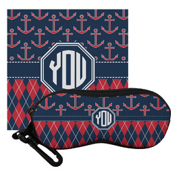 Anchors & Argyle Eyeglass Case & Cloth (Personalized)