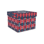 Anchors & Argyle Gift Box with Lid - Canvas Wrapped - Small (Personalized)