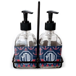 Anchors & Argyle Glass Soap & Lotion Bottle Set (Personalized)