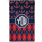 Anchors & Argyle Golf Towel - Poly-Cotton Blend - Small w/ Monograms