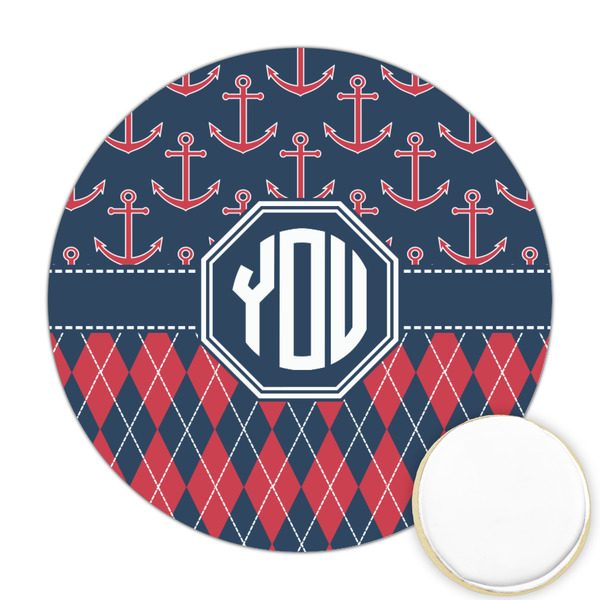 Custom Anchors & Argyle Printed Cookie Topper - 2.5" (Personalized)