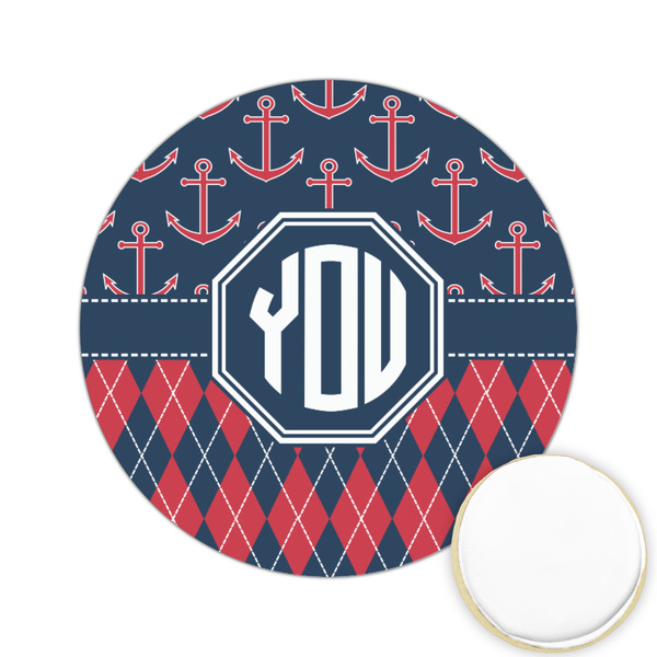 Custom Anchors & Argyle Printed Cookie Topper - 2.15" (Personalized)