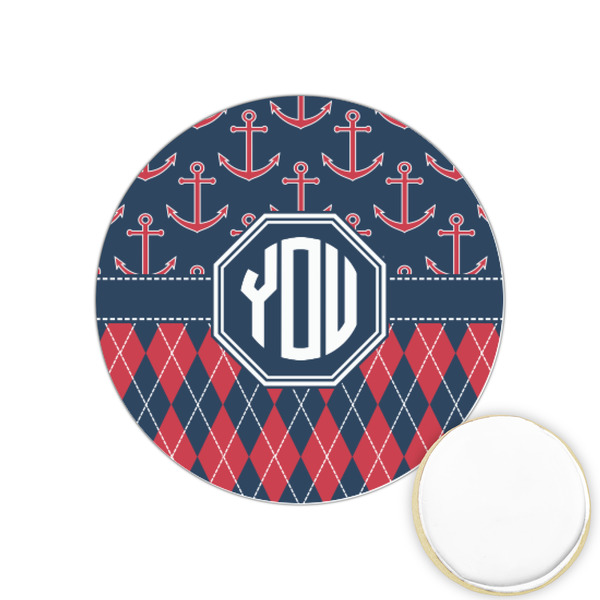 Custom Anchors & Argyle Printed Cookie Topper - 1.25" (Personalized)