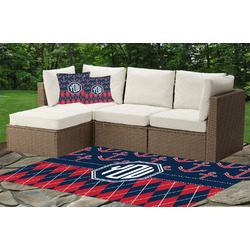 Anchors & Argyle Indoor / Outdoor Rug - Custom Size w/ Monogram