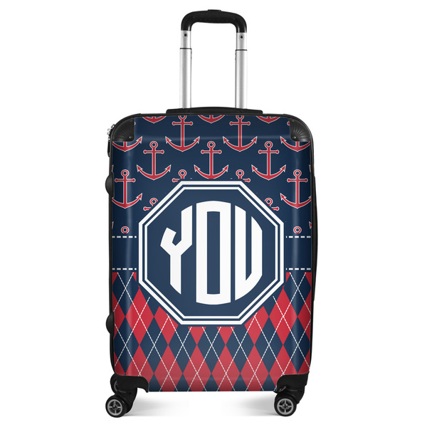 Custom Anchors & Argyle Suitcase - 24" Medium - Checked (Personalized)