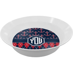 Anchors & Argyle Melamine Bowl (Personalized)