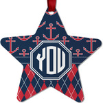 Anchors & Argyle Metal Star Ornament - Double Sided w/ Monogram