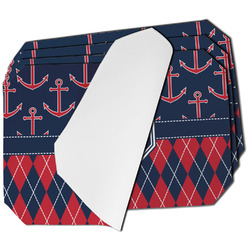 Anchors & Argyle Dining Table Mat - Octagon - Set of 4 (Single-Sided) w/ Monogram