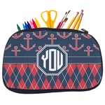 Anchors & Argyle Neoprene Pencil Case - Medium w/ Monogram