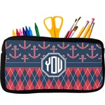 Anchors & Argyle Neoprene Pencil Case - Small w/ Monogram