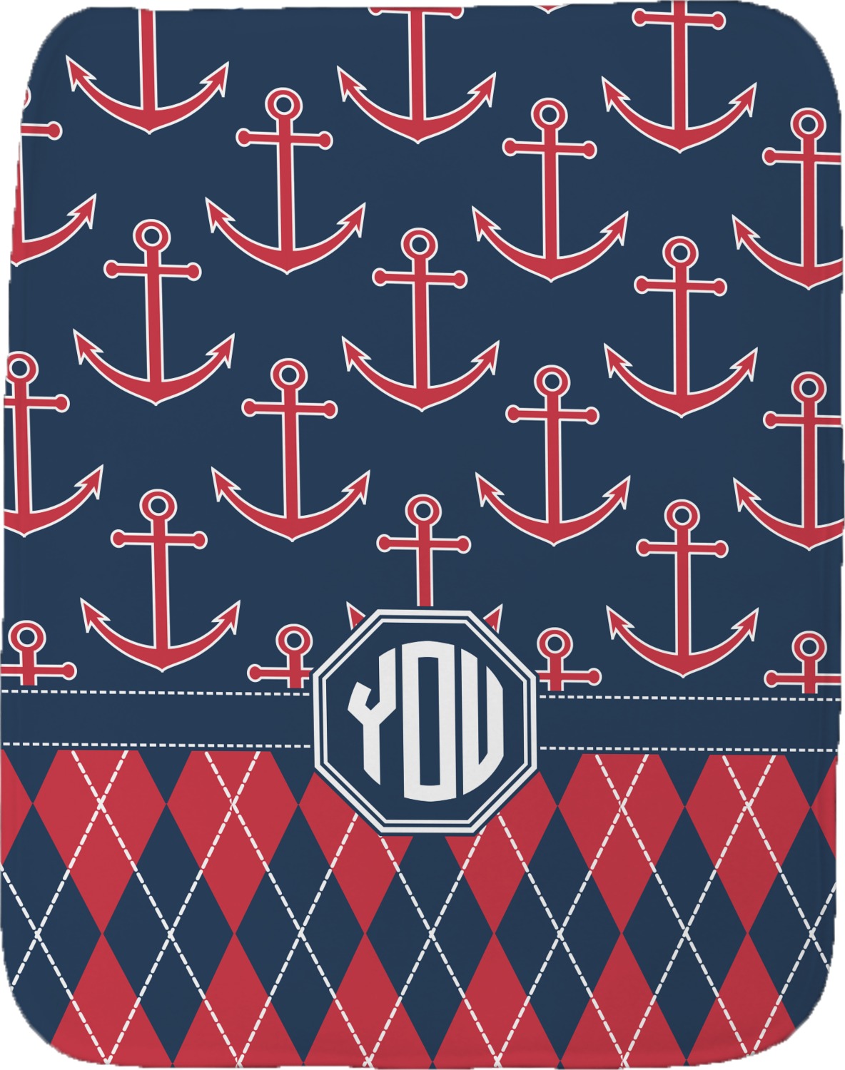 Anchors Argyle Personalized Burp Pad Full