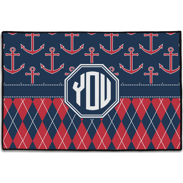 Custom Anchors & Argyle Door Mat - 36"x24" (Personalized)