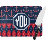 Anchors & Argyle Rectangular Glass Cutting Board (Personalized)