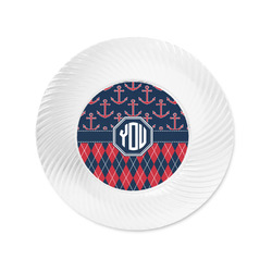 Anchors & Argyle Plastic Party Appetizer & Dessert Plates - 6" (Personalized)