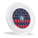 Anchors & Argyle Plastic Party Dinner Plates - 10" (Personalized)