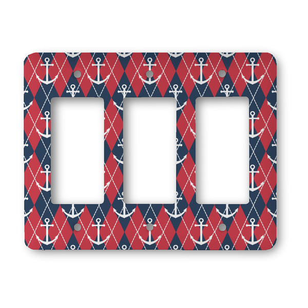 Custom Anchors & Argyle Rocker Style Light Switch Cover - Three Switch