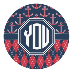 Anchors & Argyle Round Decal - Small (Personalized)