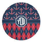 Anchors & Argyle 5' Round Indoor Area Rug (Personalized)