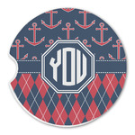 Anchors & Argyle Sandstone Car Coaster - Single (Personalized)