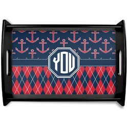 Anchors & Argyle Black Wooden Tray - Small (Personalized)