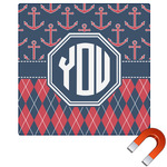 Anchors & Argyle Square Car Magnet - 10" (Personalized)