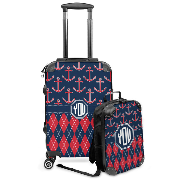 Custom Anchors & Argyle Kids 2-Piece Luggage Set - Suitcase & Backpack (Personalized)