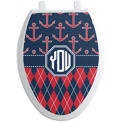 Anchors & Argyle Toilet Seat Decal - Elongated (Personalized)