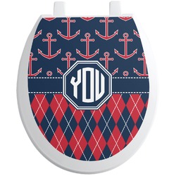 Anchors & Argyle Toilet Seat Decal - Round (Personalized)