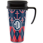 Anchors & Argyle Acrylic Travel Mug with Handle (Personalized)