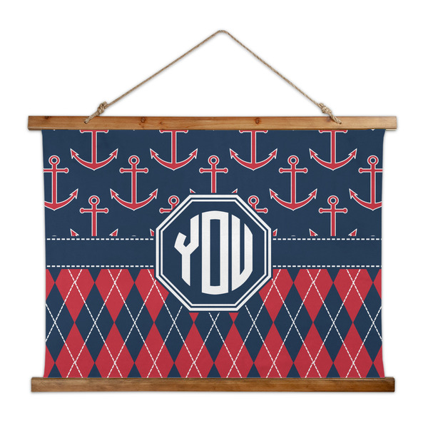 Custom Anchors & Argyle Wall Hanging Tapestry - Wide (Personalized)