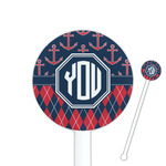 Anchors & Argyle 5.5" Round Plastic Stir Sticks - White - Single Sided (Personalized)