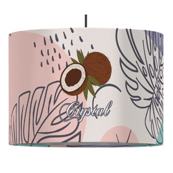 Coconut and Leaves 16" Drum Pendant Lamp - Fabric (Personalized)